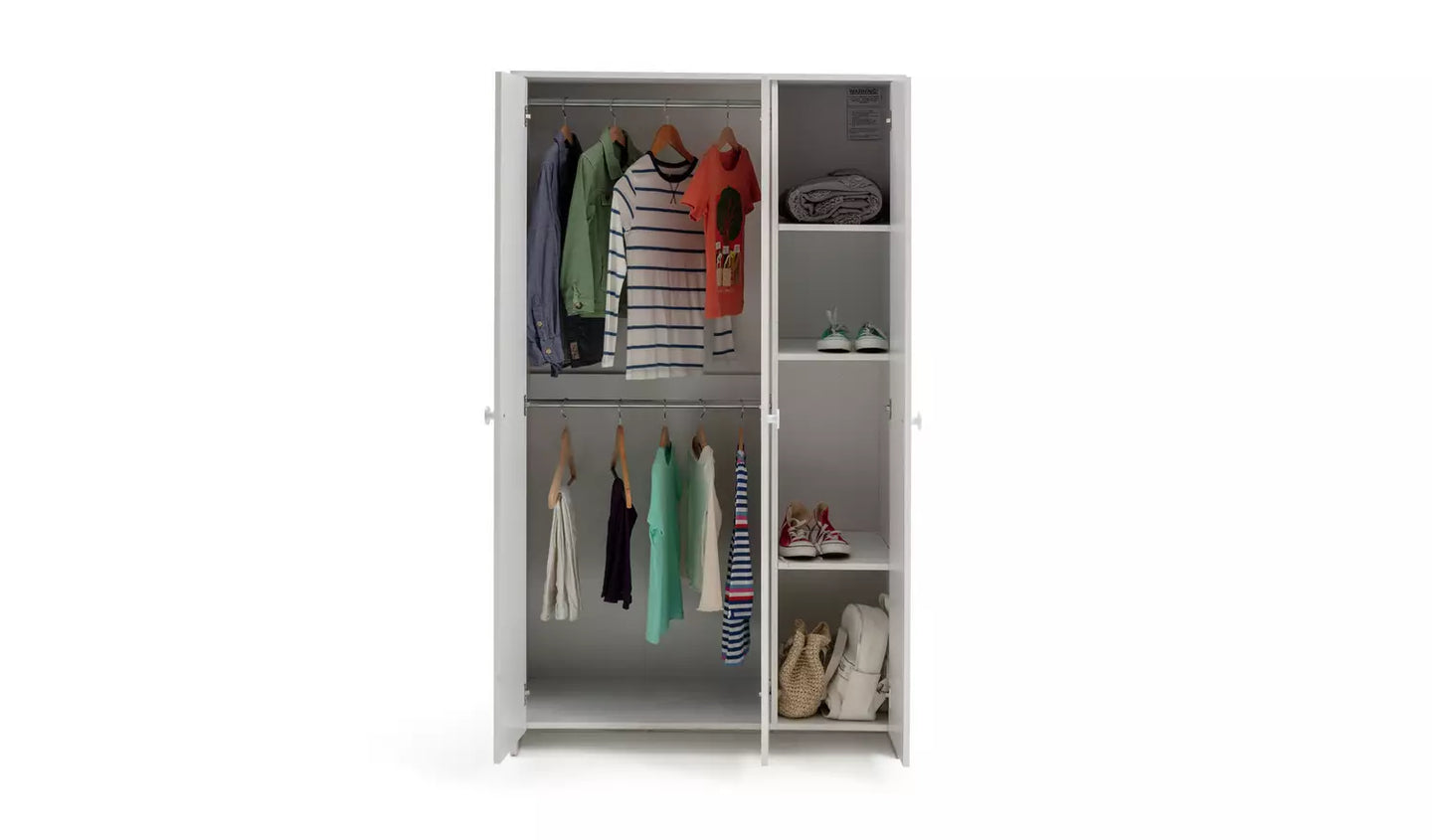 Kids Juno 3 Door Wardrobe - White